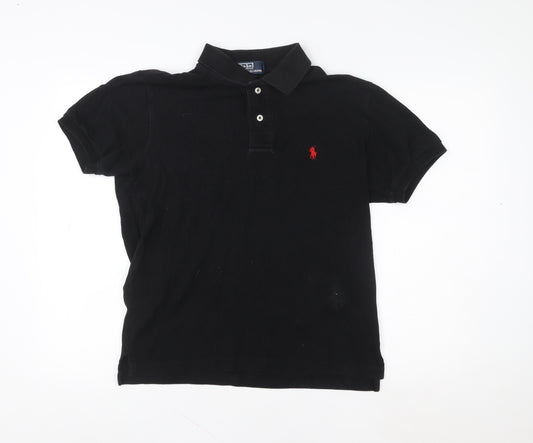 Ralph Lauren Men's Black Custom Fit Polo Shirt Size M Cotton
