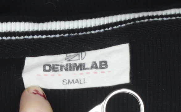 DENIMLAB Womens Black Long Sleeve Zip Neck Basic Top Size S