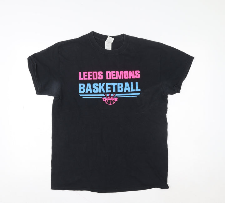 Gildan Women's Black Leeds Demons Basketball Cotton T-Shirt Size M