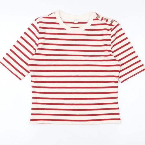H&M Womens Red White Striped Short Sleeve Jersey T-Shirt Size 12