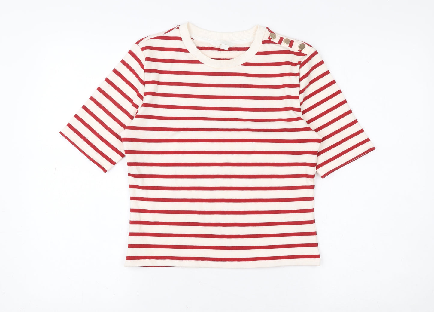 H&M Womens Red White Striped Short Sleeve Jersey T-Shirt Size 12