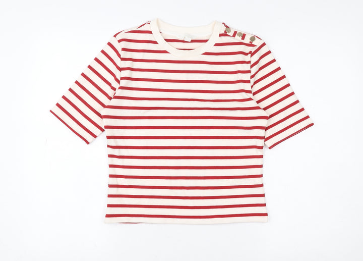 H&M Womens Red White Striped Short Sleeve Jersey T-Shirt Size 12