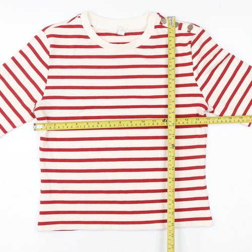 H&M Womens Red White Striped Short Sleeve Jersey T-Shirt Size 12