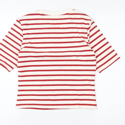 H&M Womens Red White Striped Short Sleeve Jersey T-Shirt Size 12