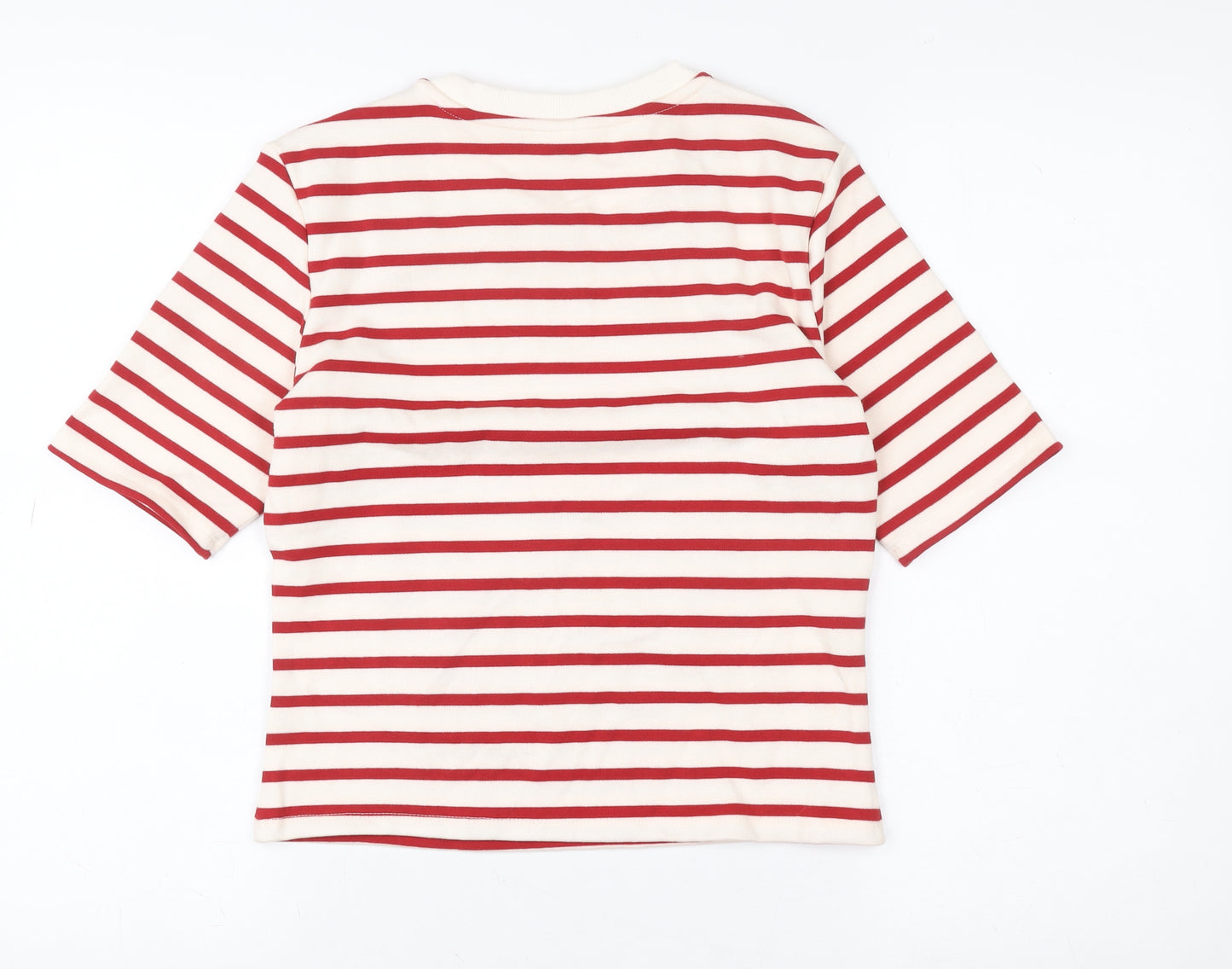 H&M Womens Red White Striped Short Sleeve Jersey T-Shirt Size 12