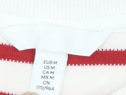 H&M Womens Red White Striped Short Sleeve Jersey T-Shirt Size 12