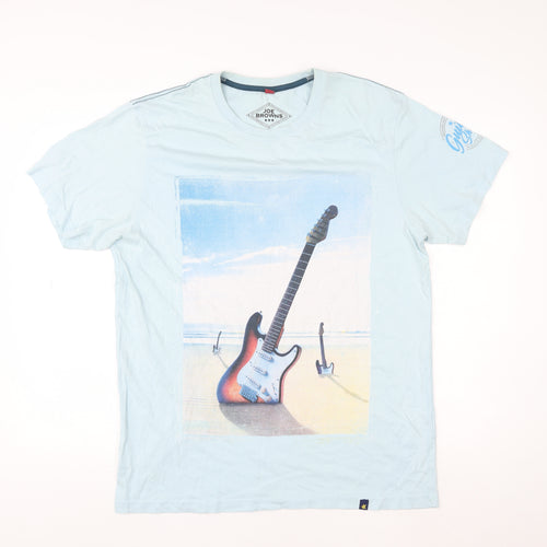 Joe Browns Men's Blue Music Graphic T-Shirt Size L Cotton Crew Neck