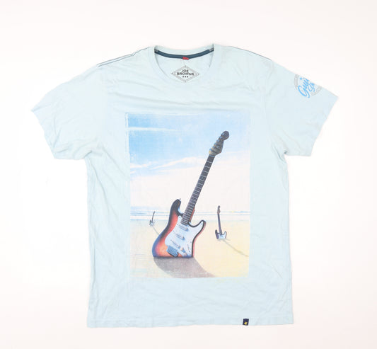 Joe Browns Men's Blue Music Graphic T-Shirt Size L Cotton Crew Neck