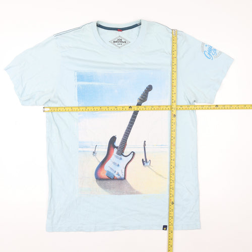Joe Browns Men's Blue Music Graphic T-Shirt Size L Cotton Crew Neck