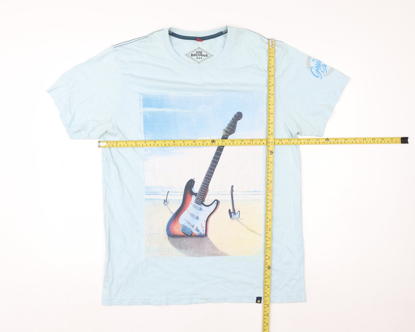 Joe Browns Men's Blue Music Graphic T-Shirt Size L Cotton Crew Neck