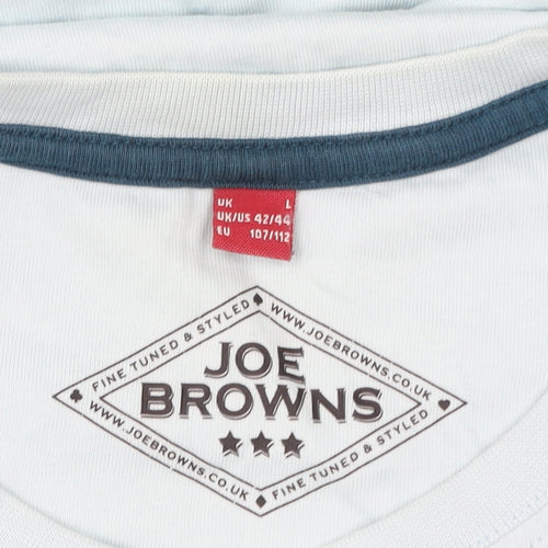 Joe Browns Men's Blue Music Graphic T-Shirt Size L Cotton Crew Neck