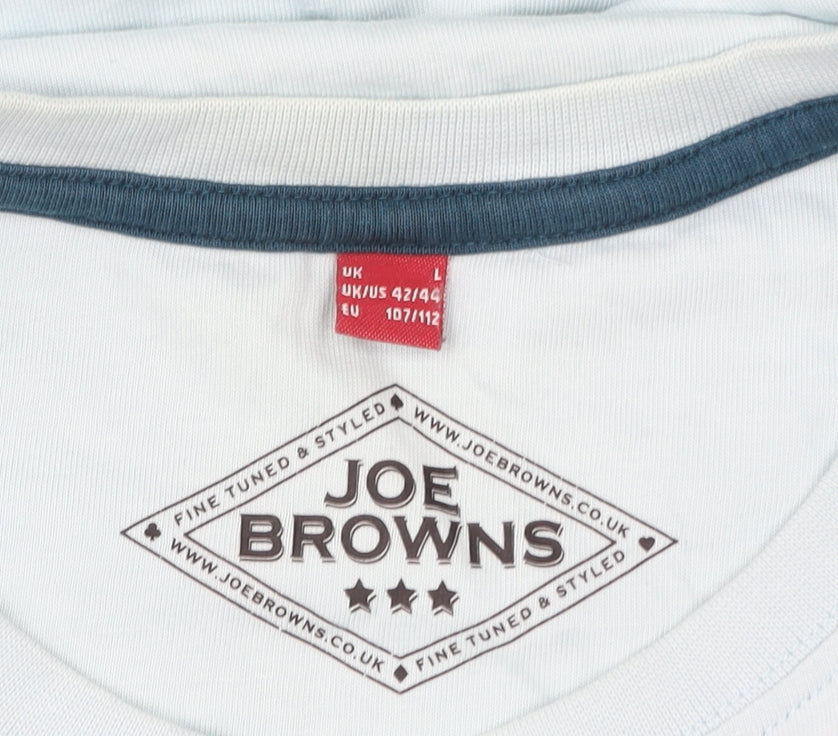 Joe Browns Men's Blue Music Graphic T-Shirt Size L Cotton Crew Neck