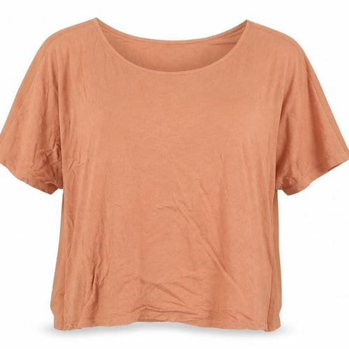 French Connection Womens Brown Relaxed Fit Boat Neck T-Shirt M