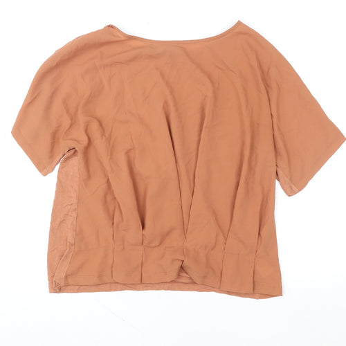 French Connection Womens Brown Relaxed Fit Boat Neck T-Shirt M