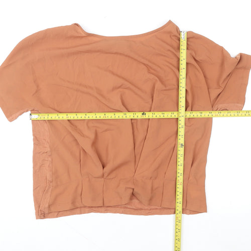 French Connection Womens Brown Relaxed Fit Boat Neck T-Shirt M