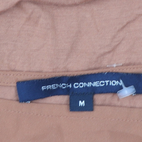 French Connection Womens Brown Relaxed Fit Boat Neck T-Shirt M