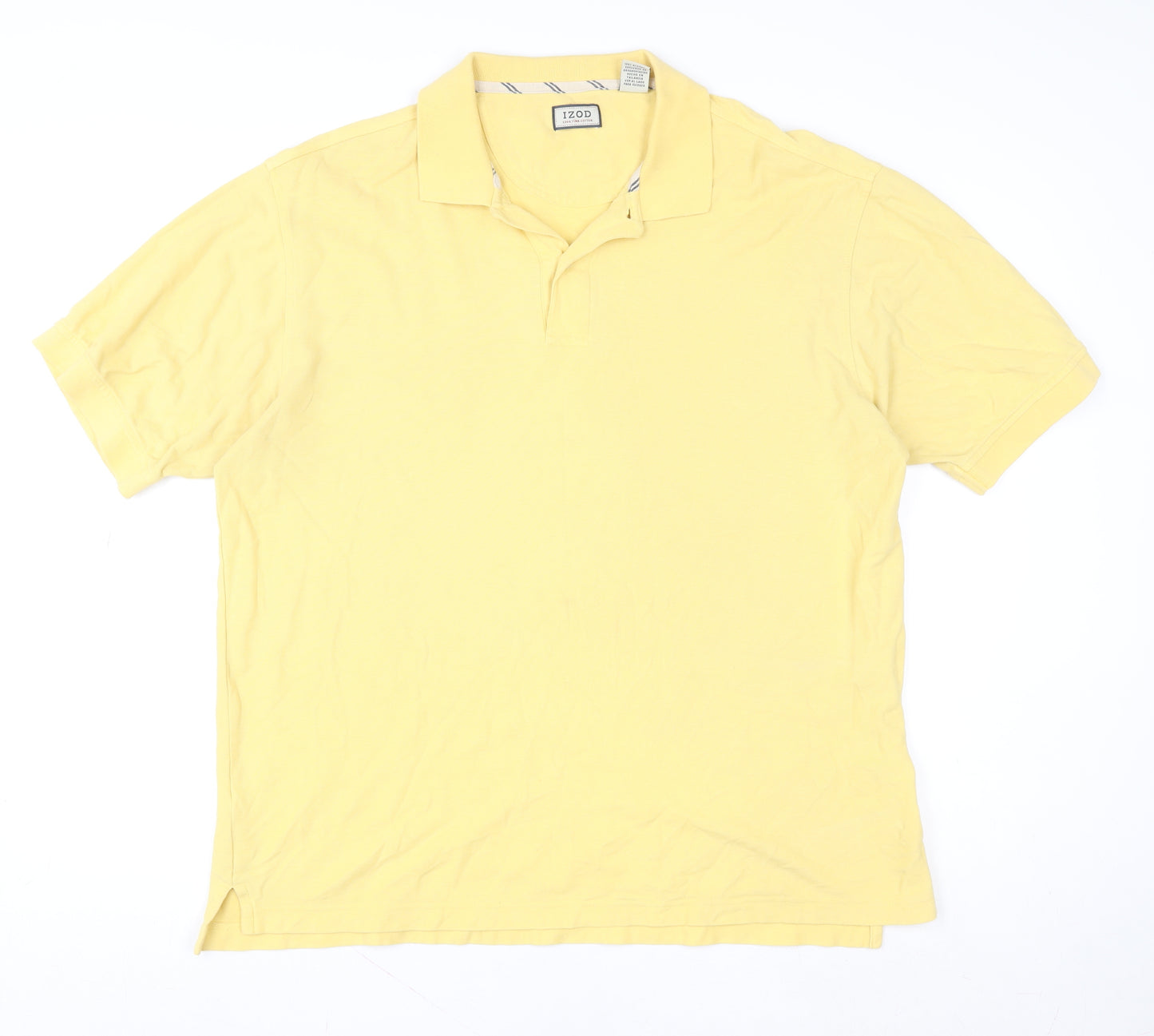 IZOD Men's Yellow Cotton Polo Shirt Size L Short Sleeve Classic Fit