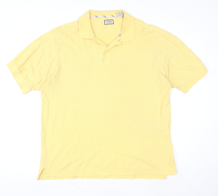 IZOD Men's Yellow Cotton Polo Shirt Size L Short Sleeve Classic Fit