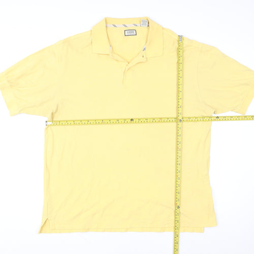 IZOD Men's Yellow Cotton Polo Shirt Size L Short Sleeve Classic Fit