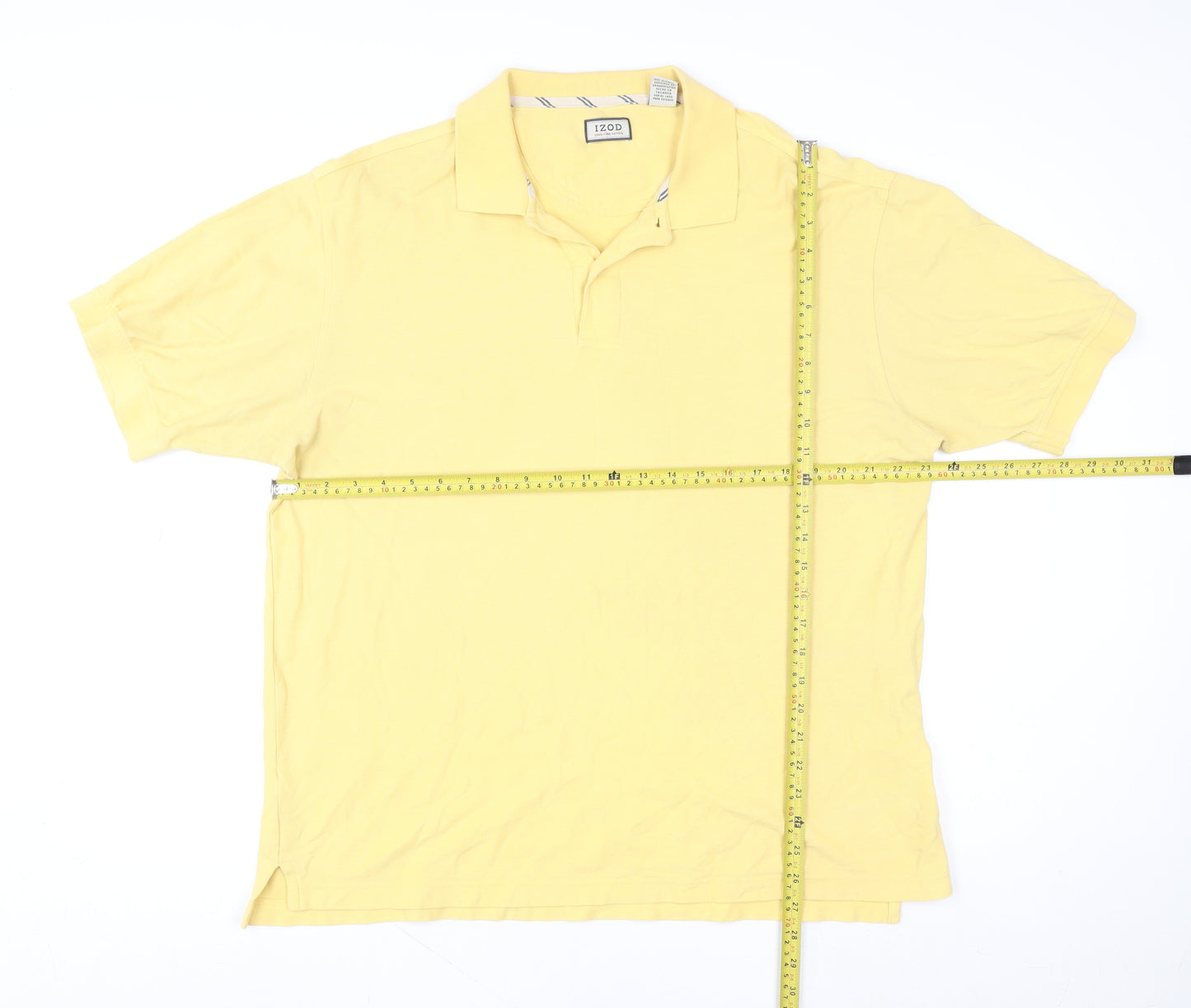 IZOD Men's Yellow Cotton Polo Shirt Size L Short Sleeve Classic Fit