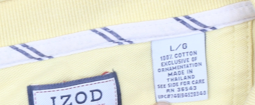 IZOD Men's Yellow Cotton Polo Shirt Size L Short Sleeve Classic Fit