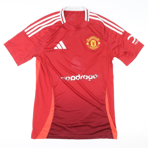 Adidas Men Red Manchester United Slim Fit Football Jersey S