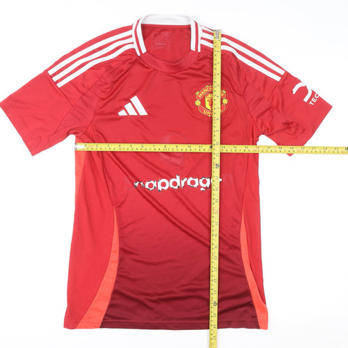 Adidas Men Red Manchester United Slim Fit Football Jersey S