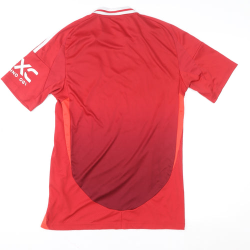 Adidas Men Red Manchester United Slim Fit Football Jersey S