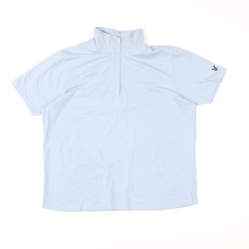 Lyle & Scott Men's Blue Short Sleeve 1/2 Zip Cotton Top LL
