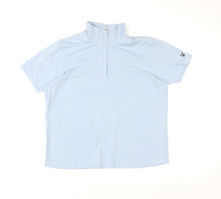 Lyle & Scott Men's Blue Short Sleeve 1/2 Zip Cotton Top LL