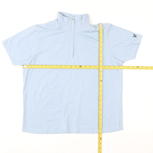 Lyle & Scott Men's Blue Short Sleeve 1/2 Zip Cotton Top LL
