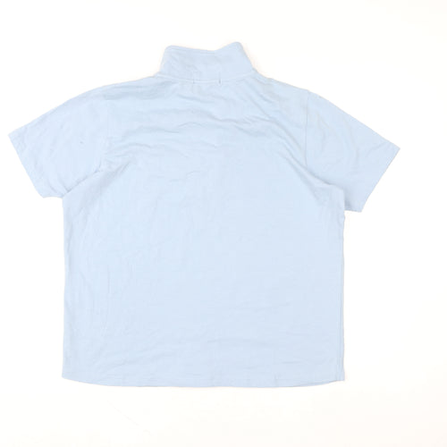 Lyle & Scott Men's Blue Short Sleeve 1/2 Zip Cotton Top LL