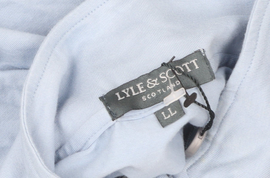 Lyle & Scott Men's Blue Short Sleeve 1/2 Zip Cotton Top LL