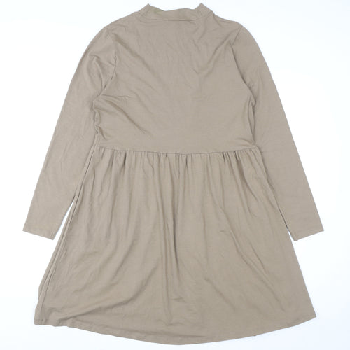 George Women Brown A-Line Long Sleeve High Neck Dress Size 16