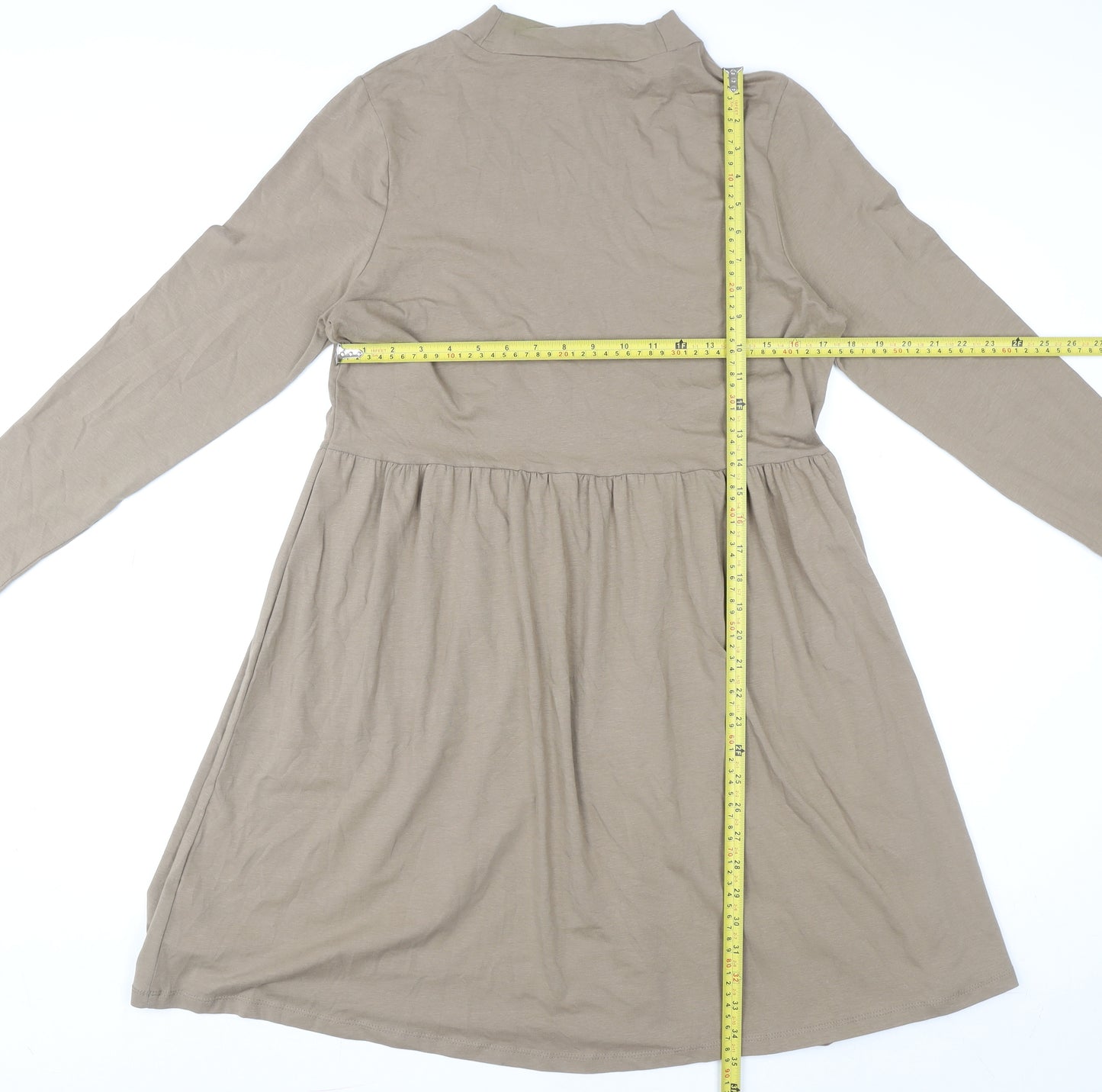 George Women Brown A-Line Long Sleeve High Neck Dress Size 16