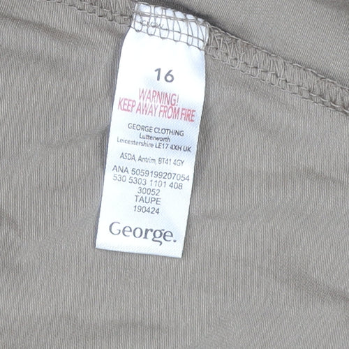 George Women Brown A-Line Long Sleeve High Neck Dress Size 16