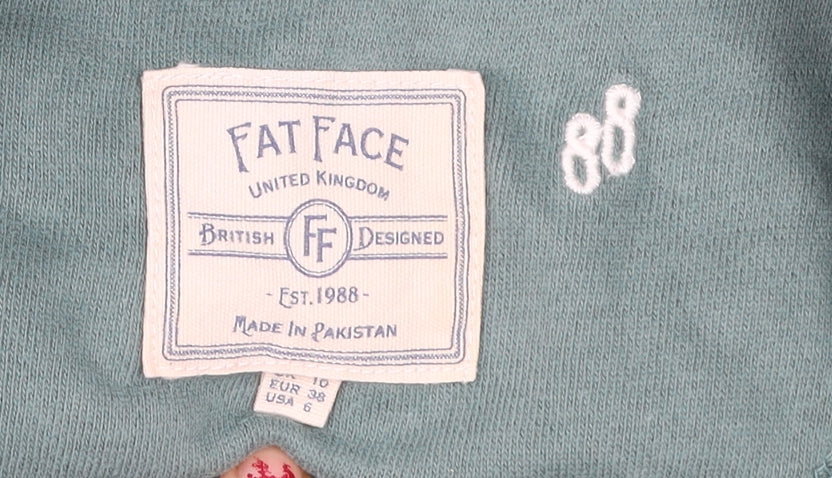 Fat Face Womens Green Kindness Sweatshirt Size 10 Cotton Pullover