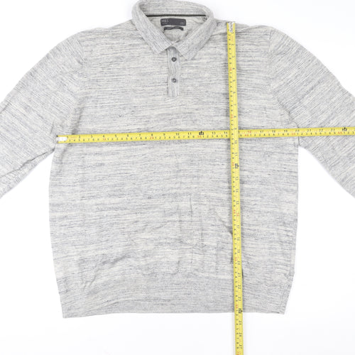 Marks and Spencer Men's Grey Cotton Henley Sweatshirt L