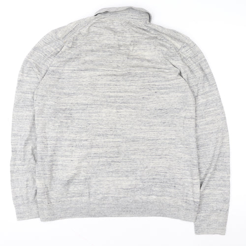 Marks and Spencer Men's Grey Cotton Henley Sweatshirt L