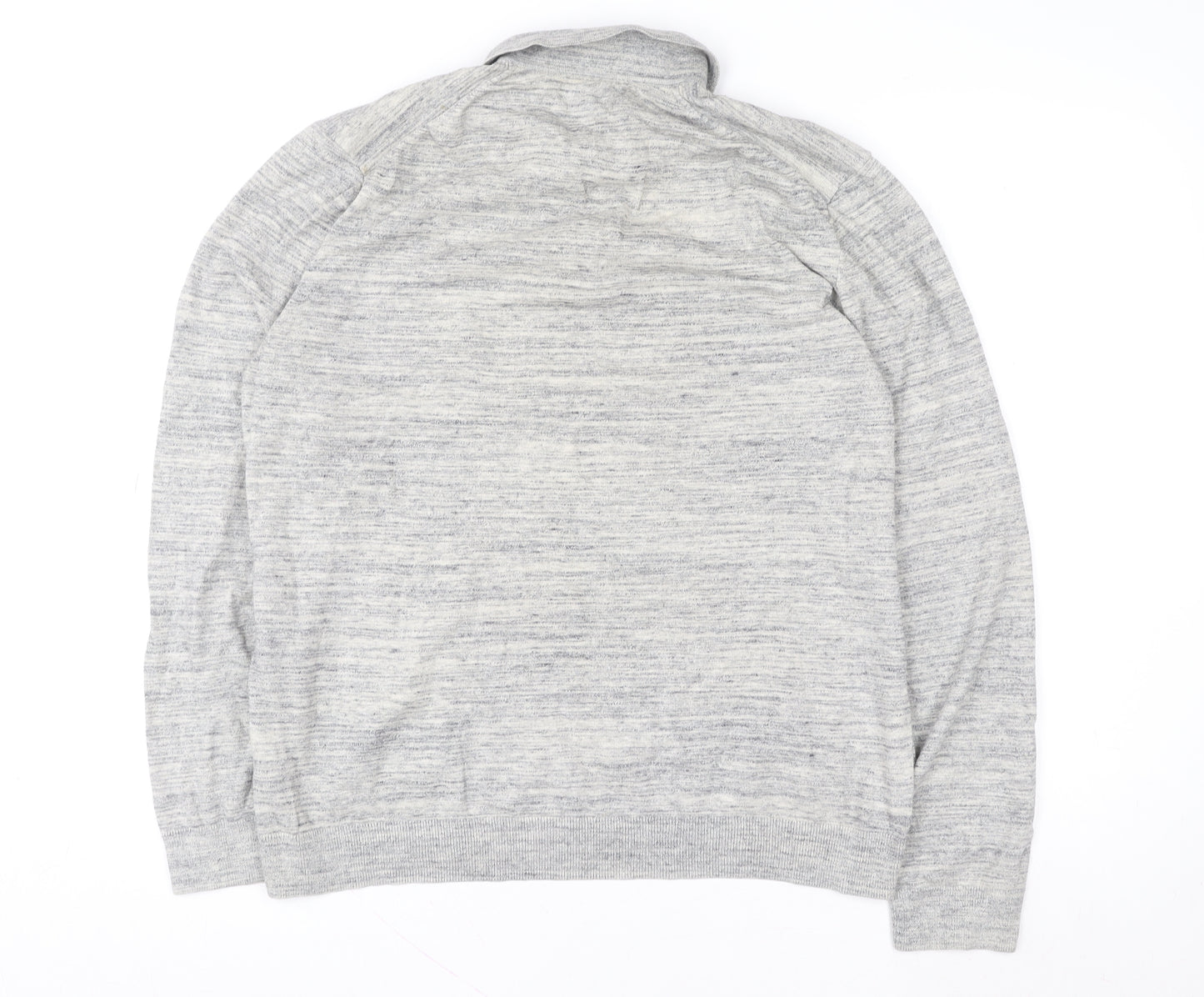 Marks and Spencer Men's Grey Cotton Henley Sweatshirt L