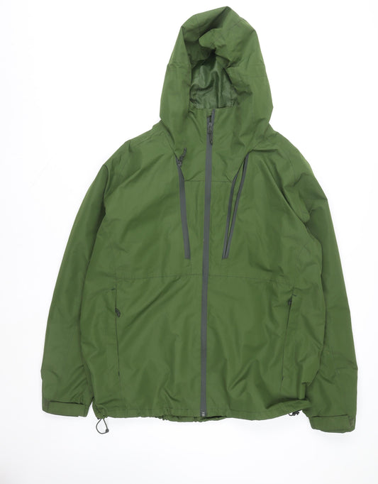 Mountain Warehouse Men’s Green XL Waterproof Hooded Rain Jacket