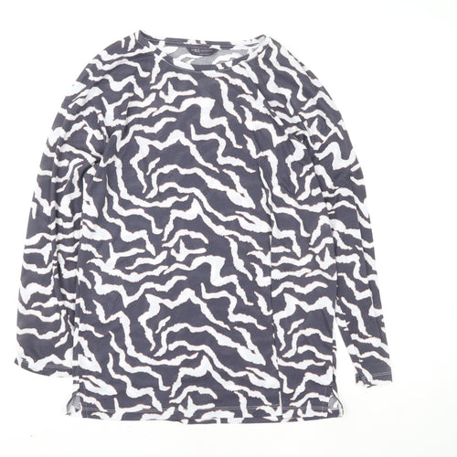 Marks and Spencer Women's Grey Animal Print Long Sleeve Jersey Top Size 12