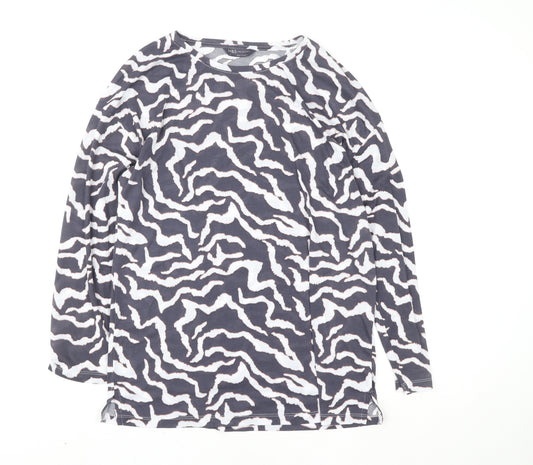 Marks and Spencer Women's Grey Animal Print Long Sleeve Jersey Top Size 12