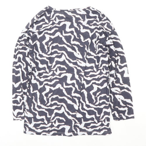 Marks and Spencer Women's Grey Animal Print Long Sleeve Jersey Top Size 12
