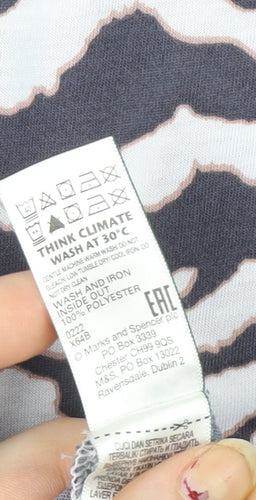 Marks and Spencer Women's Grey Animal Print Long Sleeve Jersey Top Size 12