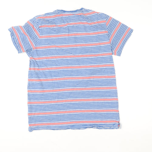 Crew Clothing Company Men's Blue Stripe Cotton T-Shirt Size M