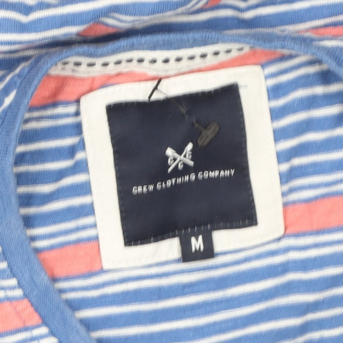 Crew Clothing Company Men's Blue Stripe Cotton T-Shirt Size M