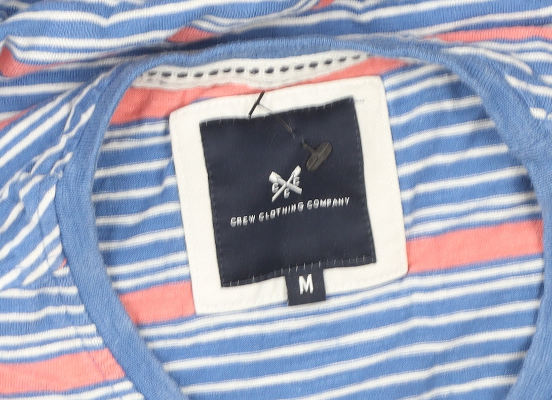 Crew Clothing Company Men's Blue Stripe Cotton T-Shirt Size M