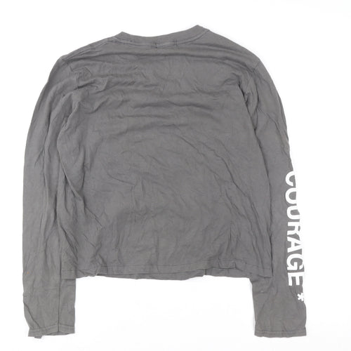 PrettyLittleThing Women's Grey Samurai Print Long Sleeve T-Shirt Size S