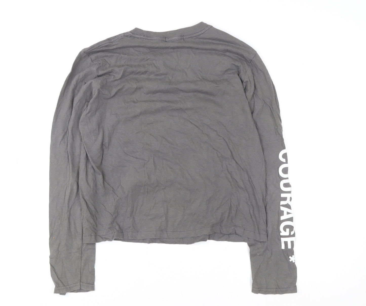 PrettyLittleThing Women's Grey Samurai Print Long Sleeve T-Shirt Size S